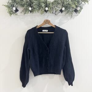 Rolla's Delphine Cardigan V Neck Blouson Sleeves Navy Size 8/S 104983